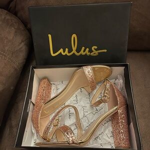 Lulu's Sparkling Rose Gold Heels